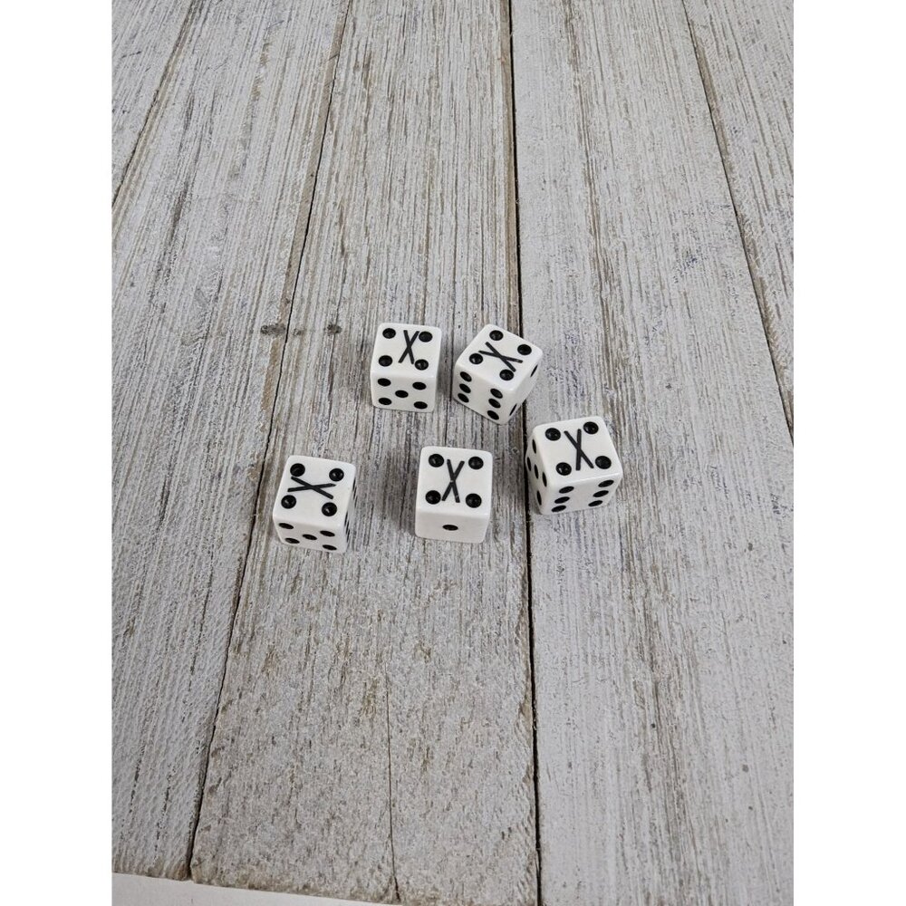 Set of 5 Dice White X on Number 4